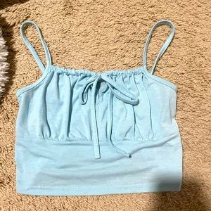 Please message me before buying:) Romwe cropped top -size M -color is light blue